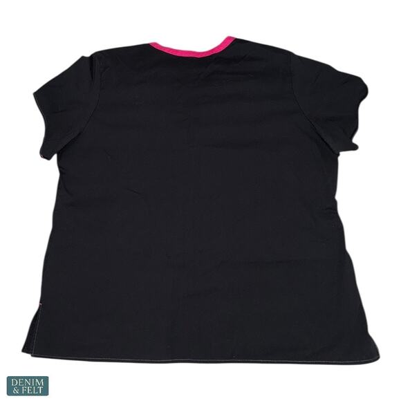 WonderWink WonderFlex Black VNeck Utility Scrub Top Stretch Pockets XL Boho Chic - Picture 3 of 9